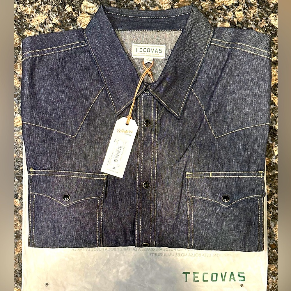 Tecovas Men's Original Denim Pearl Snap, Size L